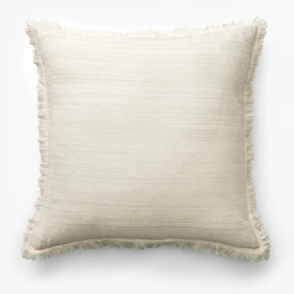 New McGee Abbey Silk Fringe Pillow in Cream - Picture 1 of 3